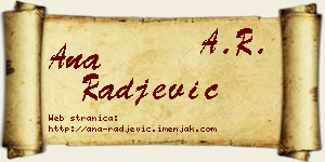 Ana Rađević vizit kartica